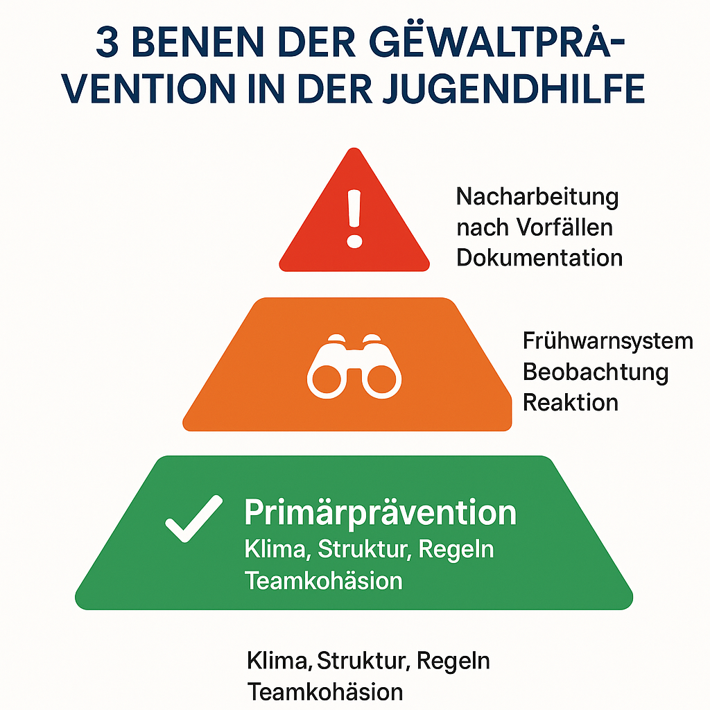 Infografik: 3 Ebenen der Gewaltprävention in der Jugendhilfe
