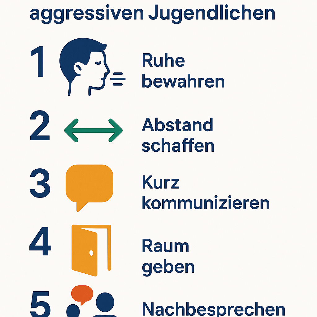Infografik: 5 Schritte im Umgang mit aggressiven Jugendlichen