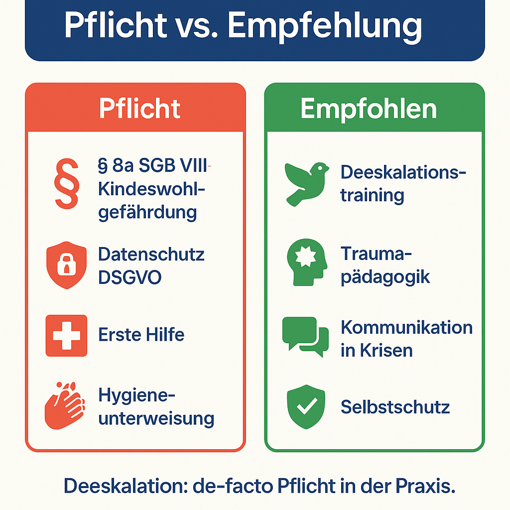 Infografik: Pflichtschulungen vs. empfohlene Schulungen in der Jugendhilfe