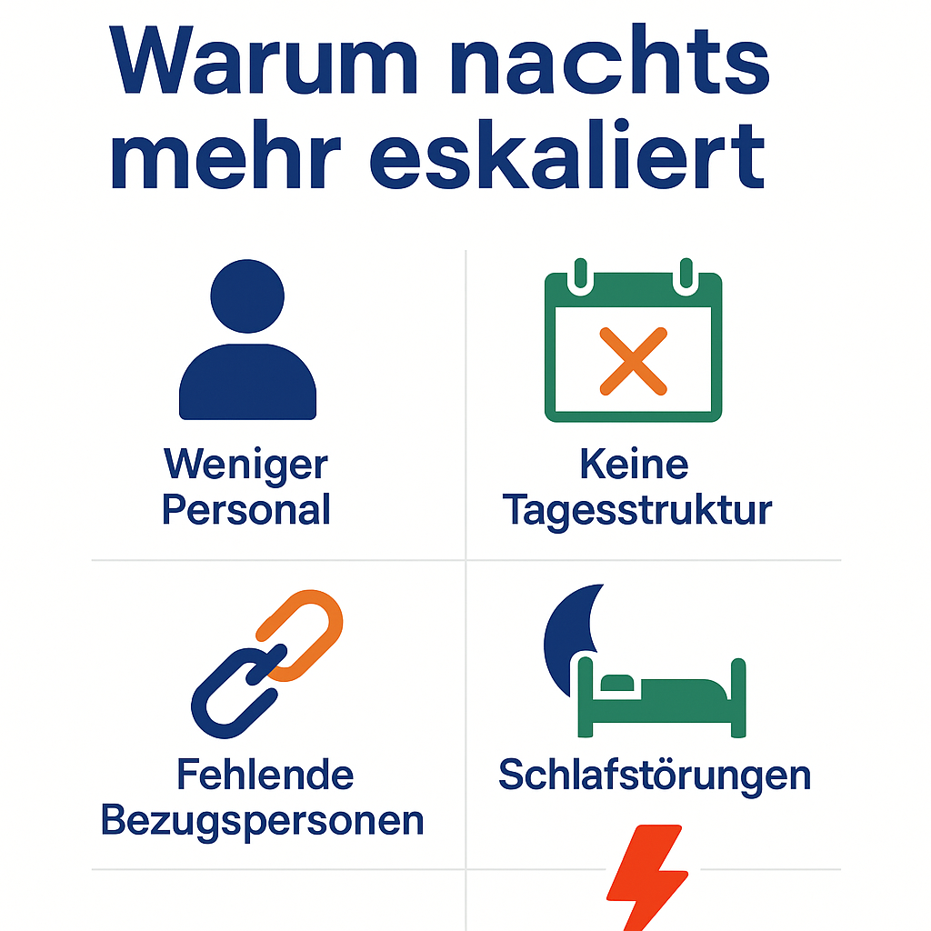Infografik: 5 Gründe warum in der Jugendhilfe nachts mehr eskaliert
