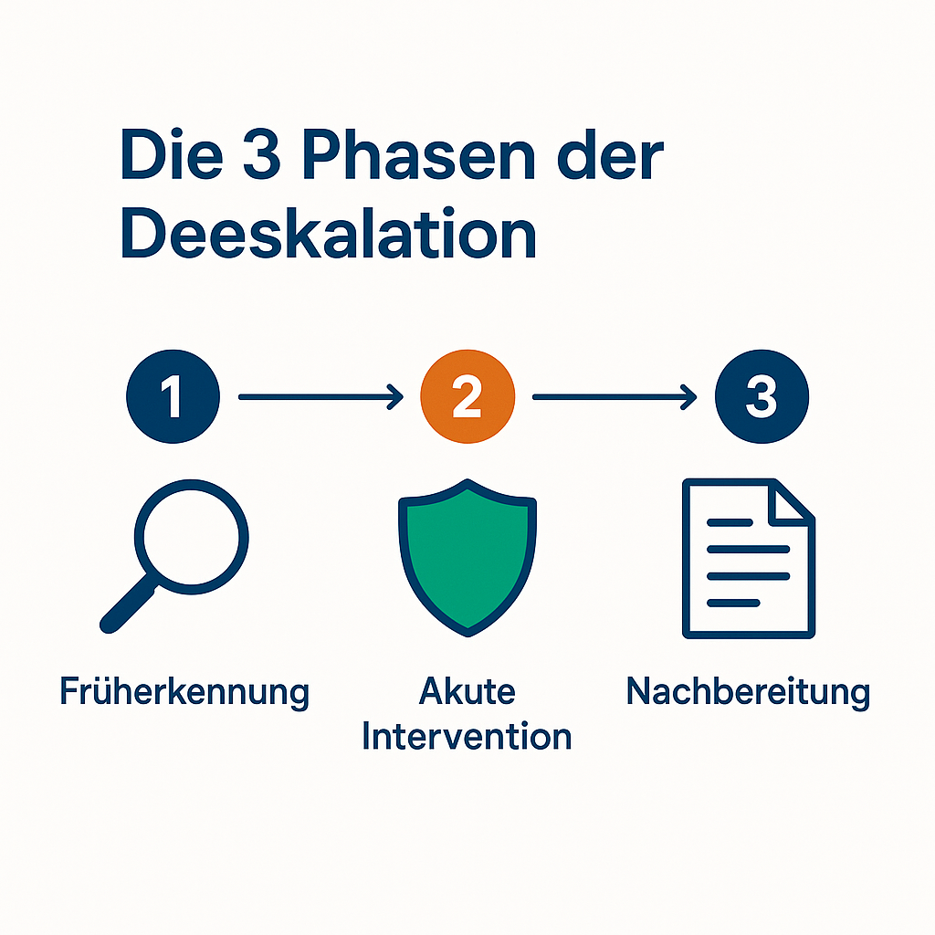 Infografik: Die 3 Phasen der Deeskalation in der Jugendhilfe