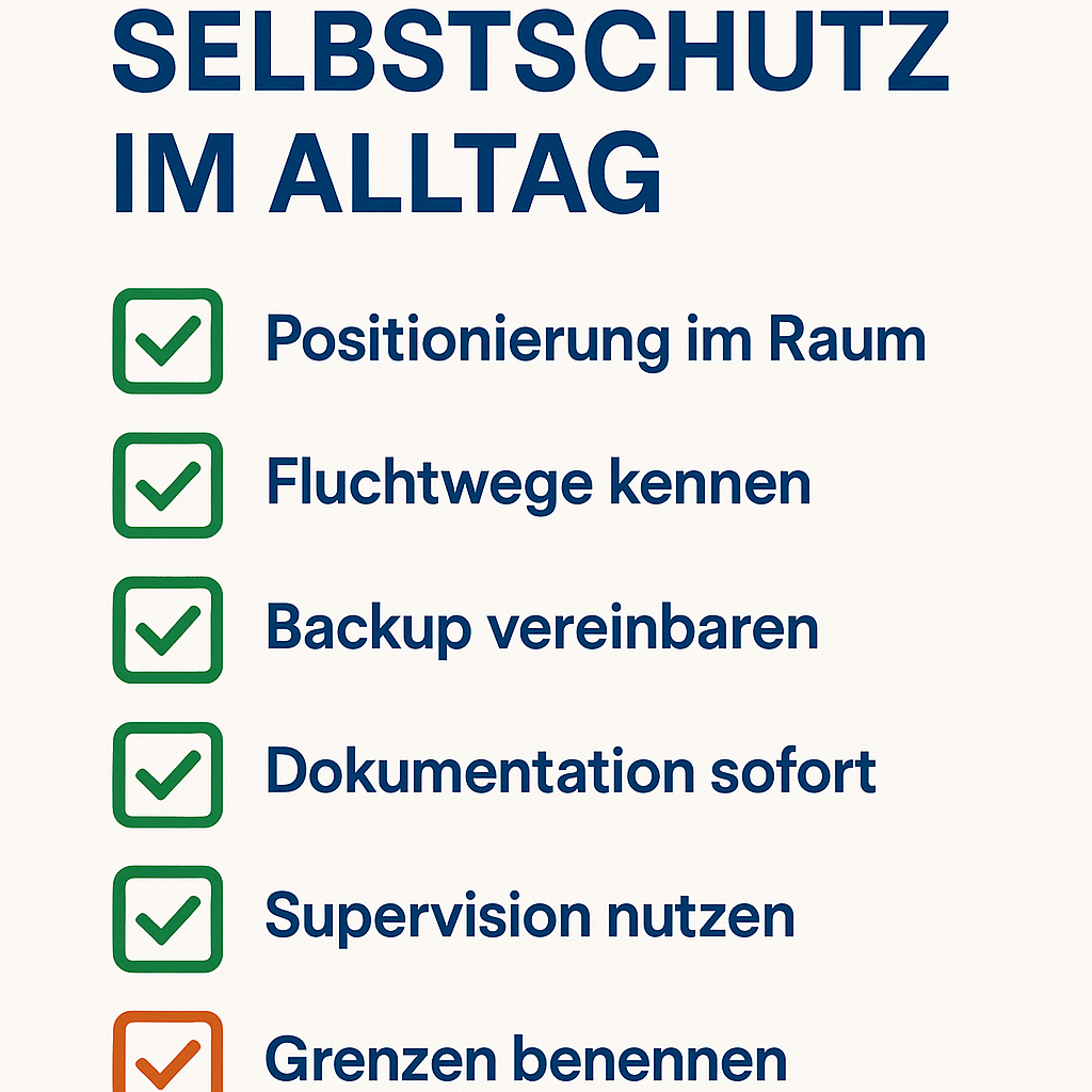 Infografik: Selbstschutz-Checkliste für pädagogische Fachkräfte